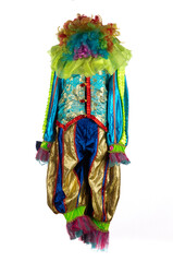 vintage jester costume isolated on white background