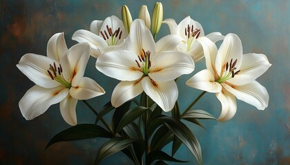 Fototapeta premium flowers lillies white, white lilies, flowers, floral arrangement, garden blooms