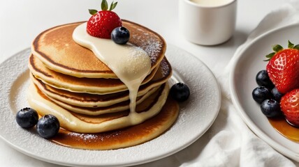 pancakes with honey and berries