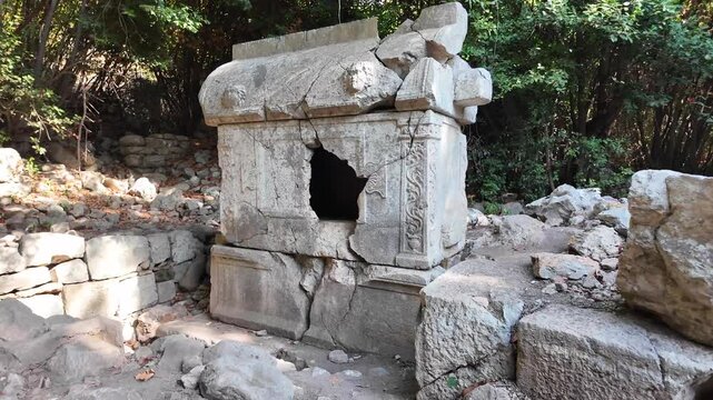 Ancient rock tombs of the city of Olympos.