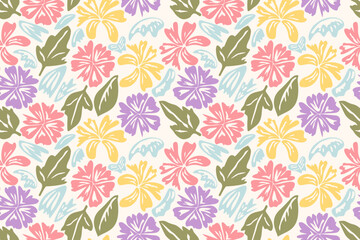 Flower seamless pattern design with beautiful flower and leaves. Flower art. floral and leaf pattern design for fabric, cotton, wallpaper, satin, gift wrap, carpet, background.