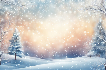 Background - snow falling on winter trees