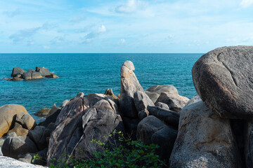 Hin Ta Hin Yai Rock at Lamai Beach  the hightlights of Koh Samui,Surat Thani,Thailand.