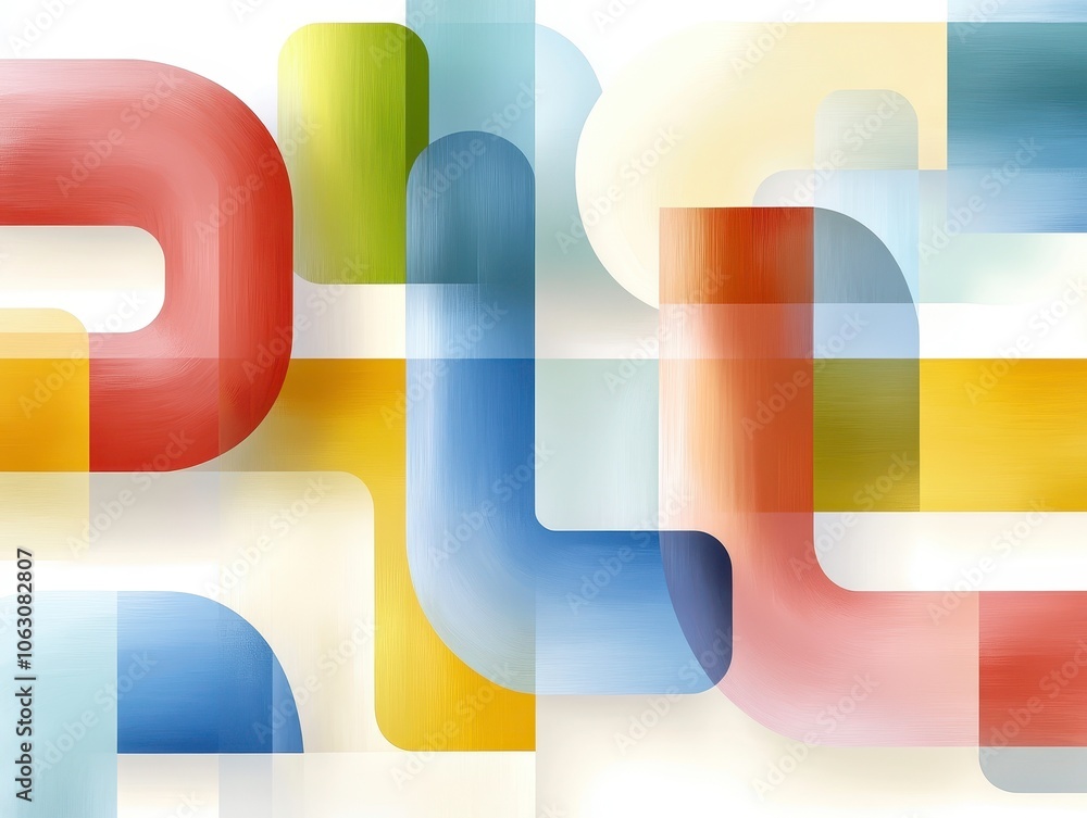 Poster explore abstract geometric outlines with interlocking forms