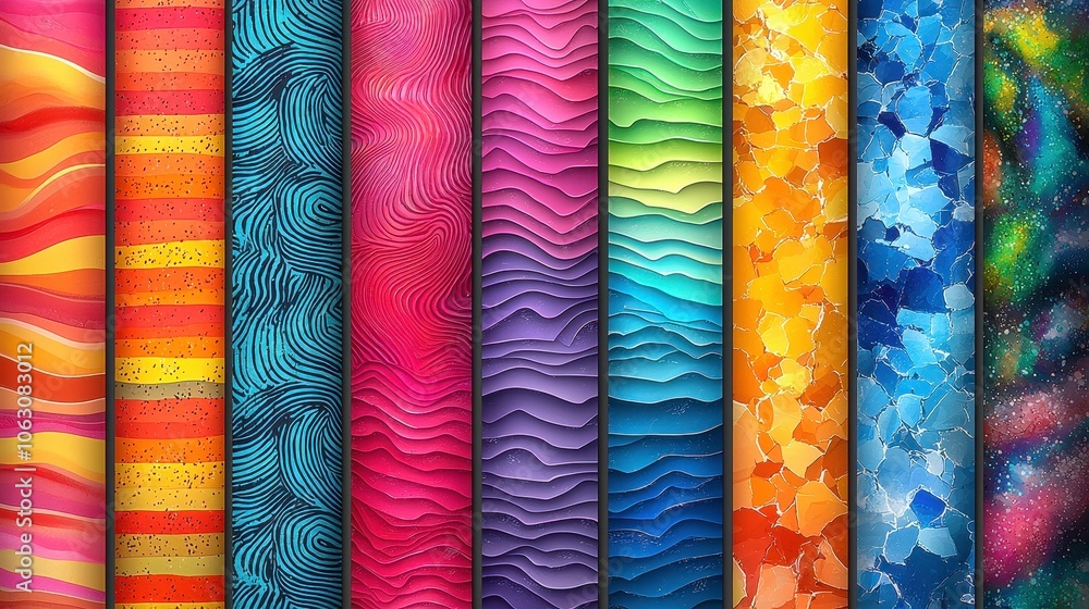 Aufkleber create vibrant abstract geometric patterns in seamless designs