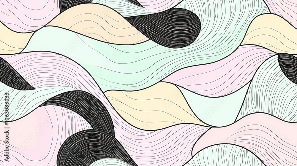 Poster create stunning abstract wavy line patterns with bold outlines
