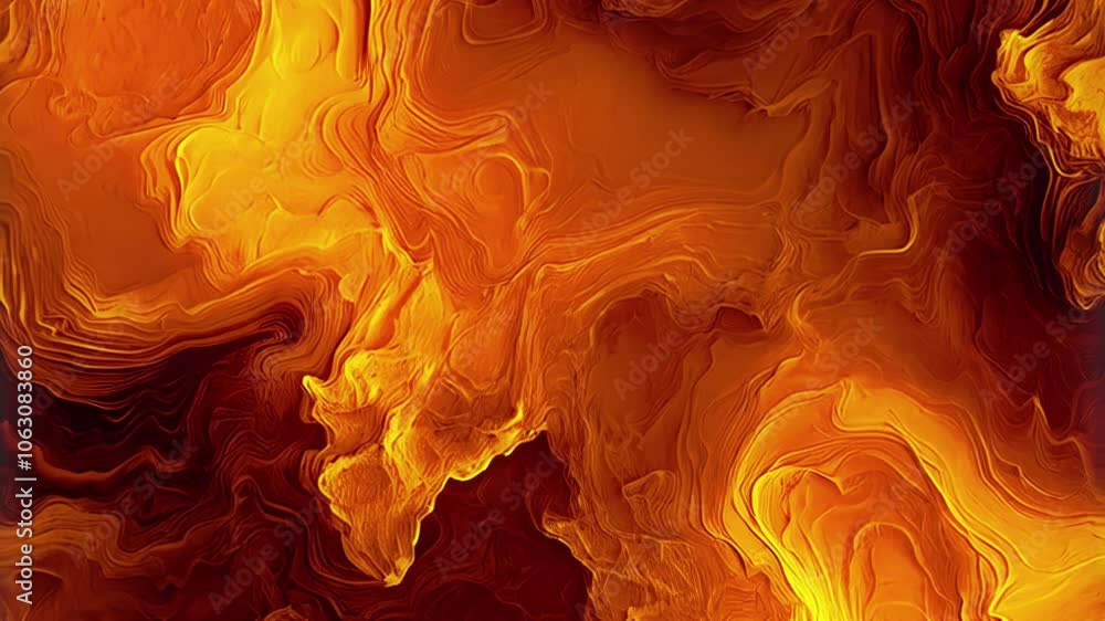 Aufkleber Digital animation with undulating, flowing shapes in yellow-brown tones. Smooth color transitions add depth and create a swirling effect