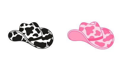 Set of retro Cowgirl hats. Cowboy western and wild west theme. Hand drawn isolated vector design for postcard, t-shirt, sticker etc.
