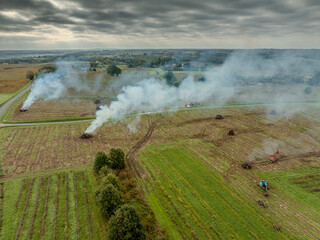 FRANCE, GIRONDE, NAUJAN-ET-POSTIAC, BORDEAUX VINEYARD UPROOTING CAMPAIGN WITH BACKHOE LOADER. High quality photo