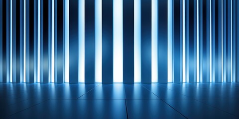 Abstract futuristic background with blue vertical illuminated panels