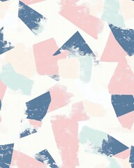A glitch-inspired seamless pattern featuring fractured pixelated shapes in pastel tones