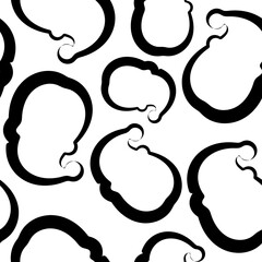seamless pattern with New Year's icons of Santa's face drawn in line-art style