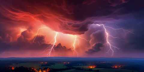 Fototapeta premium A powerful thunderstorm with dramatic sky
