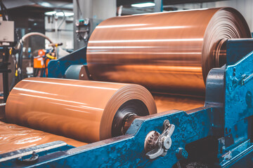 Industrial Paper Manufacturing Process with Water Drainage. Close-up view of paper manufacturing production line showing wet paper sheet draining through an industrial mesh system.