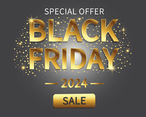 Naklejka premium Black Friday abstract sale gold banner. Special offer sale. Social media vector illustration template for website.