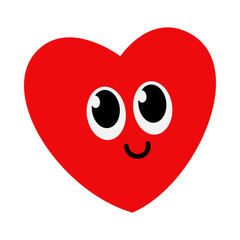 Cute heart cartoon icon. Heart character with different emotions cartoon style.