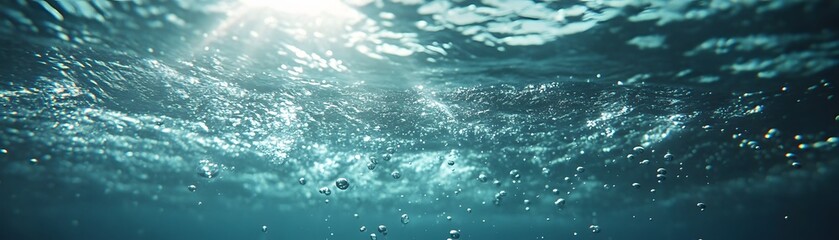 Obraz premium Underwater Bubbles with Sunlit Surface