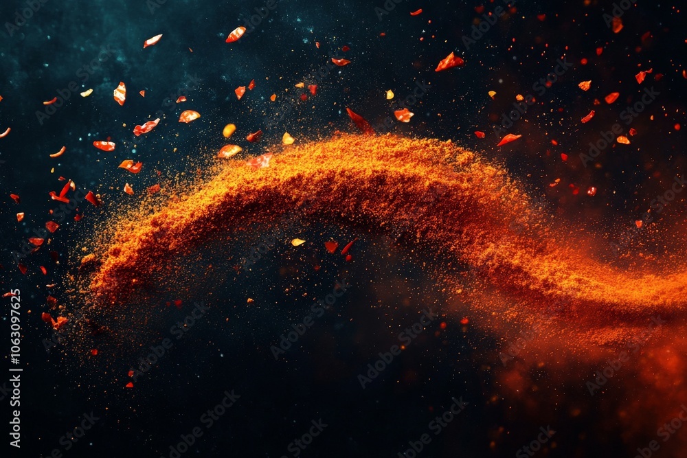 Aufkleber fiery specks and dust swirl energetically in a striking cosmic wave formation, capturing a sense of 