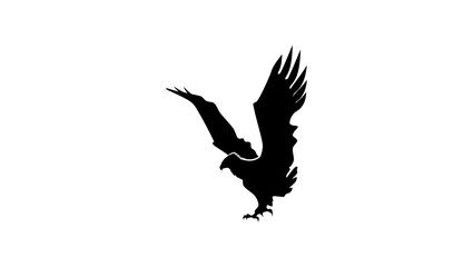 eagle with spread wings, black isolated silhouette