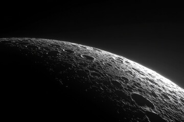 An exceptional close-up image of the moon's cratered surface reveals high detail, fascinating textures, and tremendous clarity, providing a look at lunar secrets.