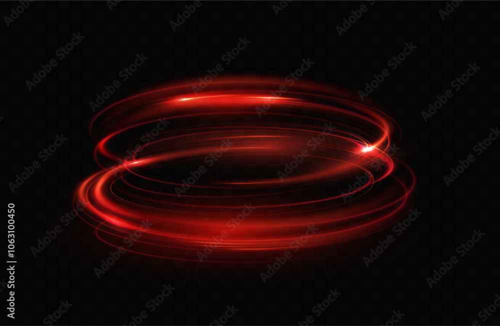 Poster Red neon ring. Luminous circle. Glow effect. Round light frame. abstract light lines of motion and speed.Abstract light lines of motion and speed.
