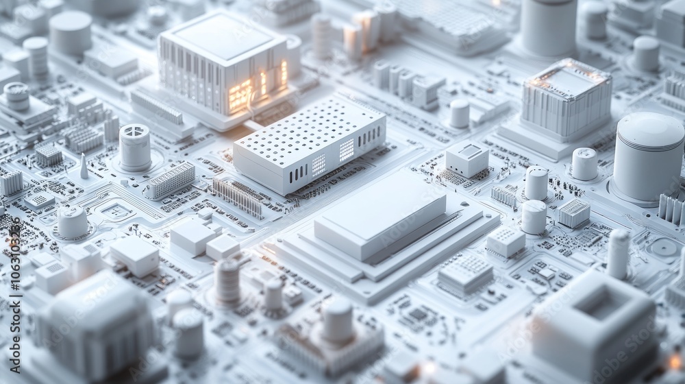 Aufkleber a detailed 3d rendering of a circuit board layout.