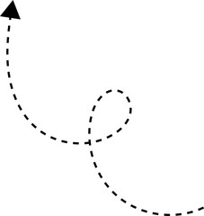 Handdrawn dotted arrows. Hand drawn freehand different curved lines, swirls arrows. Curved arrow line. Doodle, sketch style. Isolated