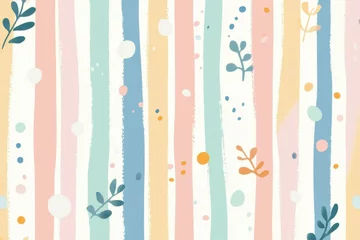Whimsical striped pattern in pastel shades with playful elements, Soft and cheerful background perfect for children's themes or playful designs