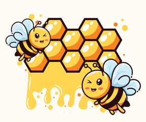 Cute funny bee,honey character vector hand drawn