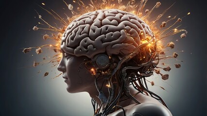 Obraz premium human head with brain inside