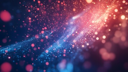 Fototapeta premium Abstract Blue and Red Bokeh Background with Shimmering Particles