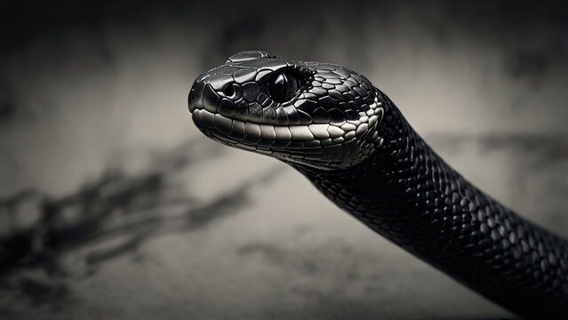 black snake on a gray background