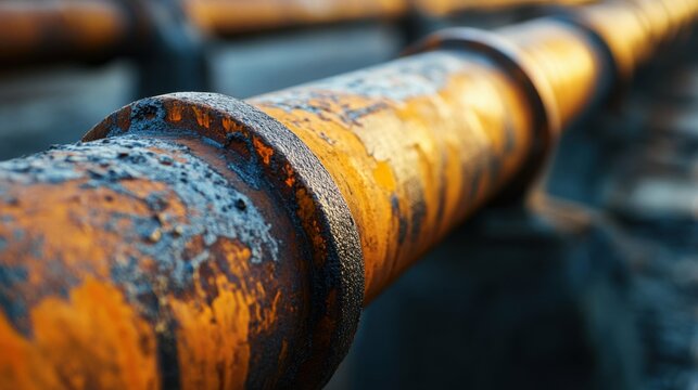 A close-up shot of the conduit pipe's surface, capturing the details and any markings, with the surrounding area softly blurred.