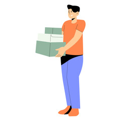 Courier Man for Delivery shopping vector illustration