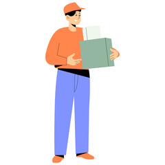 Courier Man for Delivery shopping vector illustration