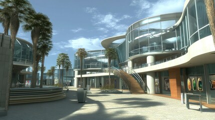 Modern Shopping Mall with Glass Architecture