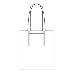 Front Pocket Tote Bag - Technical Drawing Template Design
