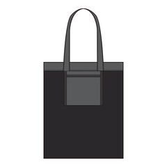 Black Tote with Gray Pocket - Modern Shopping Bag Design Template
