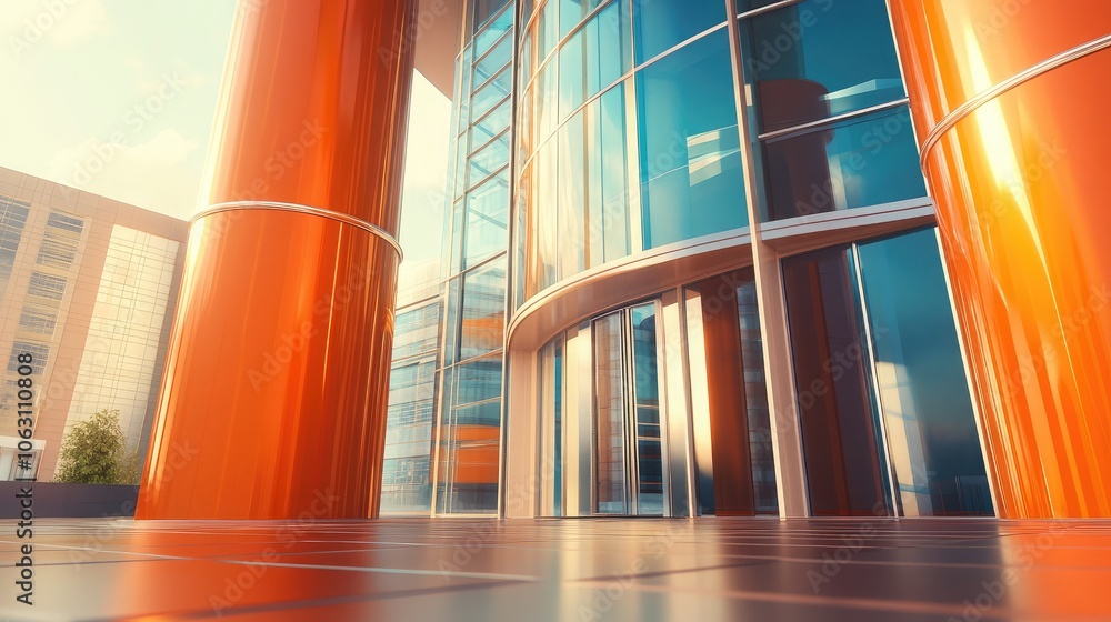 Aufkleber modern urban architecture with colorful columns