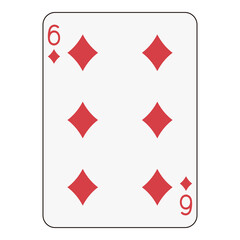 Six of Diamonds Playing Card - Professional Card Game Design
