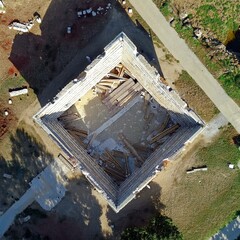 Obraz premium ruins of an ancient marble consctruction without roof, AI genera