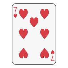 Seven of Hearts Playing Card - Standard Card Game Design
