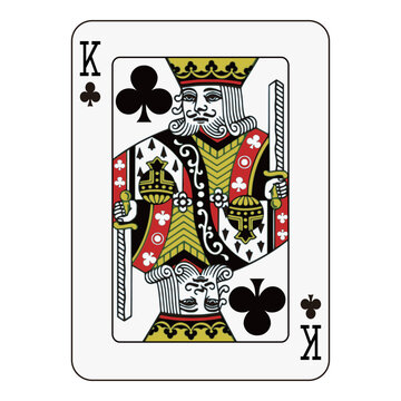 King of clubs playing card, traditional face card design with intricate details.
