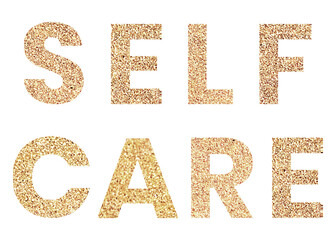 Glittery self care typography design element