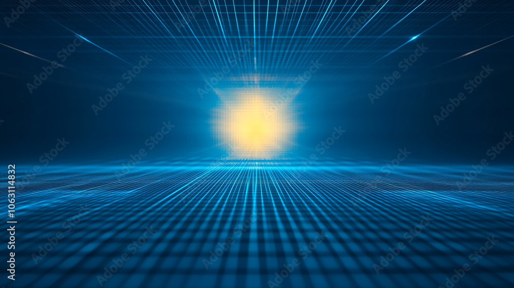 Poster digital cyberspace with particles and digital data network connections concept, abstract futuristic 