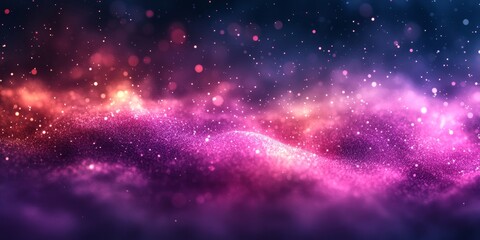 Obraz premium Retro grainy gradient banner background pink purple grain texture magenta glowing light blurred colors poster backdrop design, Generative AI