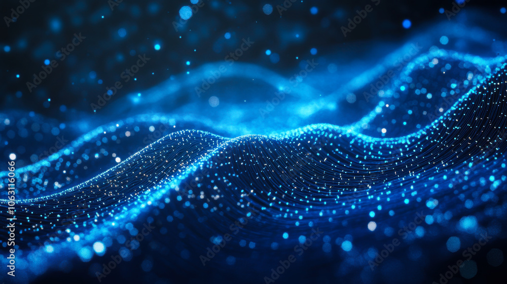 Aufkleber futuristic blue wave patterns with shimmering particles and flowing lines create a mesmerizing visua