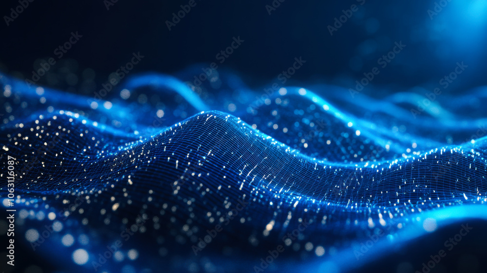 Aufkleber futuristic blue wave patterns with shimmering particles and flowing lines create a mesmerizing visua