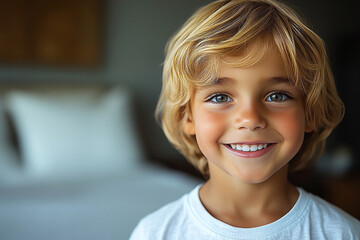 portrait of an white little boy with a smile