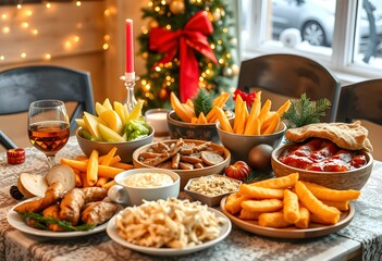 New Year&rsquo;s Celebration: A Colorful Spread of Traditional Foods